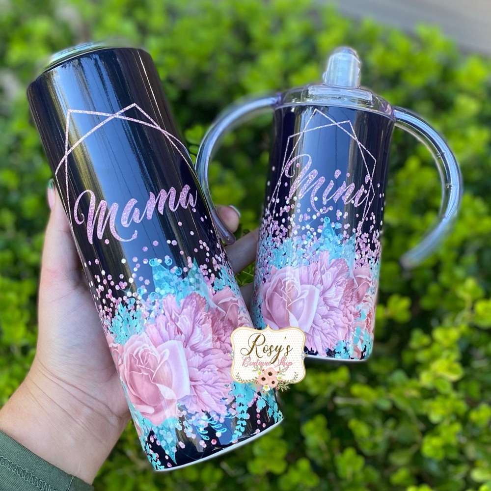 Mommy and Me Black & Pink Tumbler Set